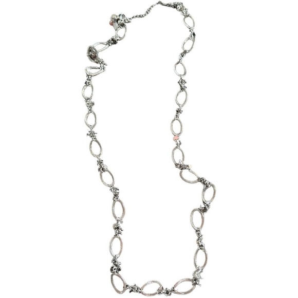 Lia Sophia Jewelry - Lia Sophia Circle Chain Long Necklace Silver Formal Casual Everyday Wear